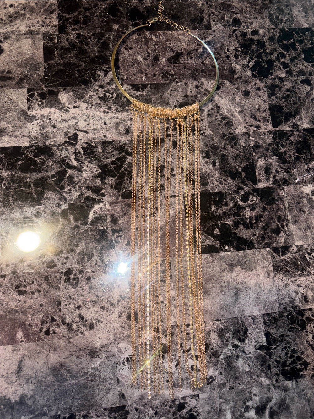 Gold Fringe Statement Necklace